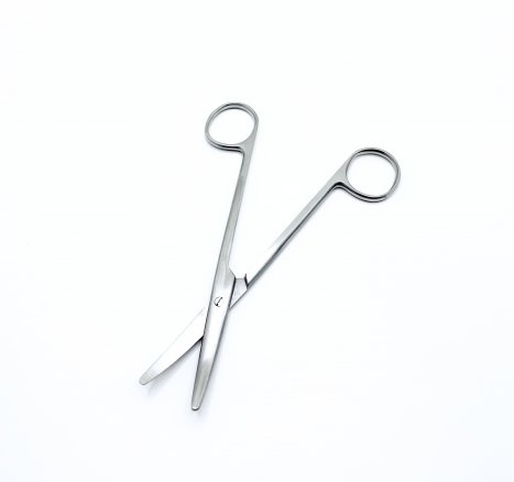 Ножиці по Metzenbaum, анатомічні, для розтину м'яких тканин, зігнуті, тупокінцеві. Довжина 14,5 см